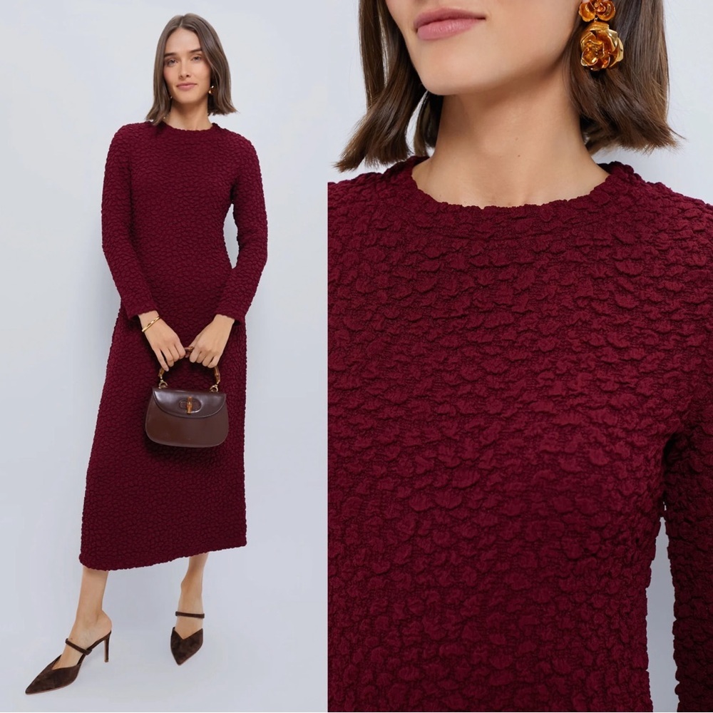 Hyacinth House • Tuckernuck Maroon Textured Madison Maxi Dress midi stretch knit